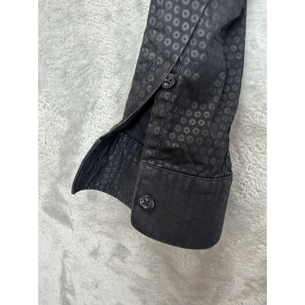 Twisted Tailor Shirt Mens XL Black Fitted Button Down Geometric Print
